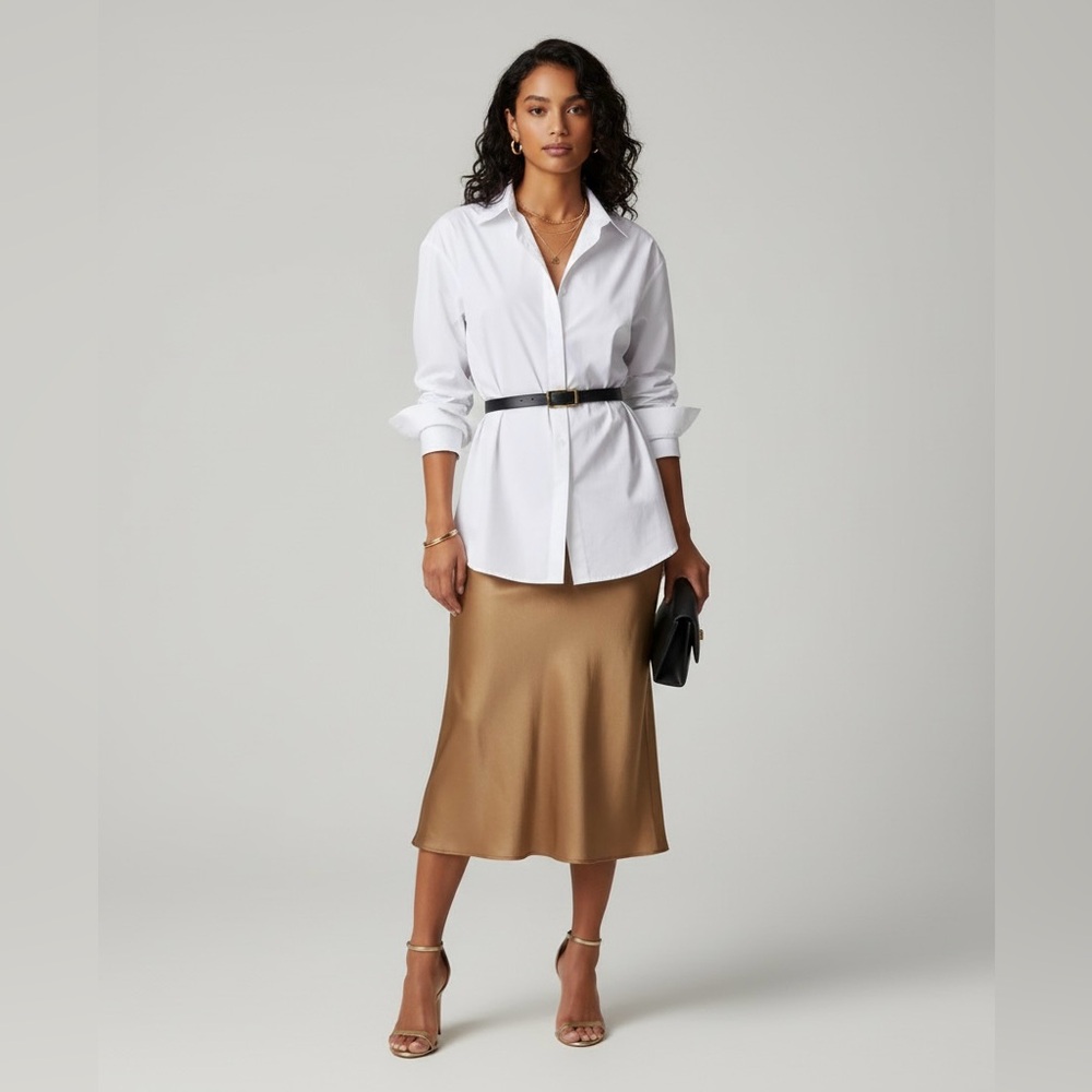 Silky Satin Slip Midi Skirt 8 OUI